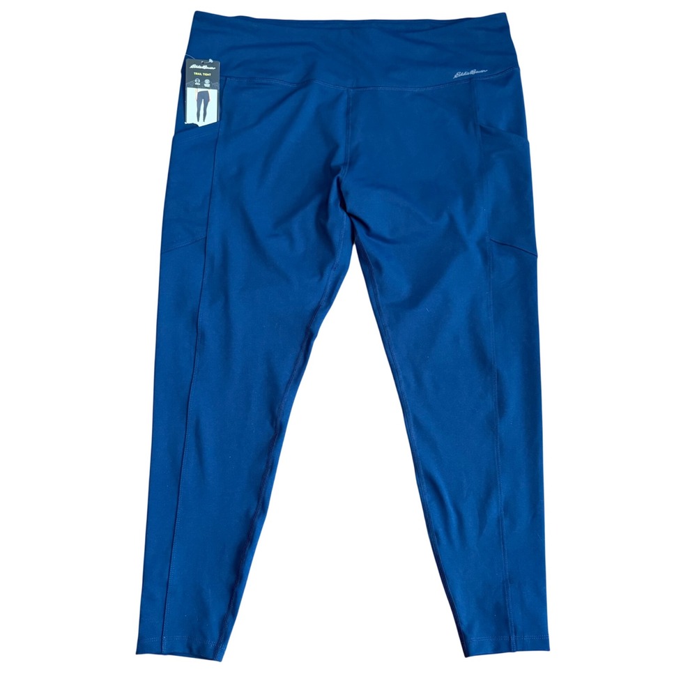 Eddie Bauer Trail Tight Leggings Womens XXL‎ Blue Teal High Rise Pockets 1732089